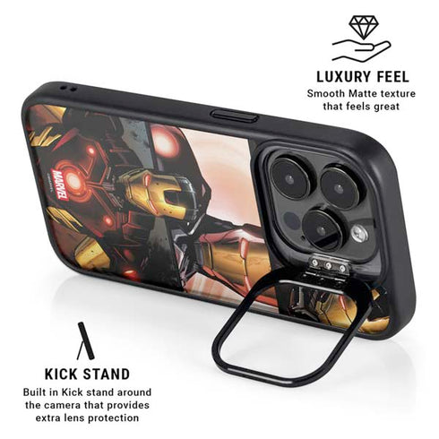 Marvel Iron Man Three Panel iPhone 15 Pro Kickstand Case